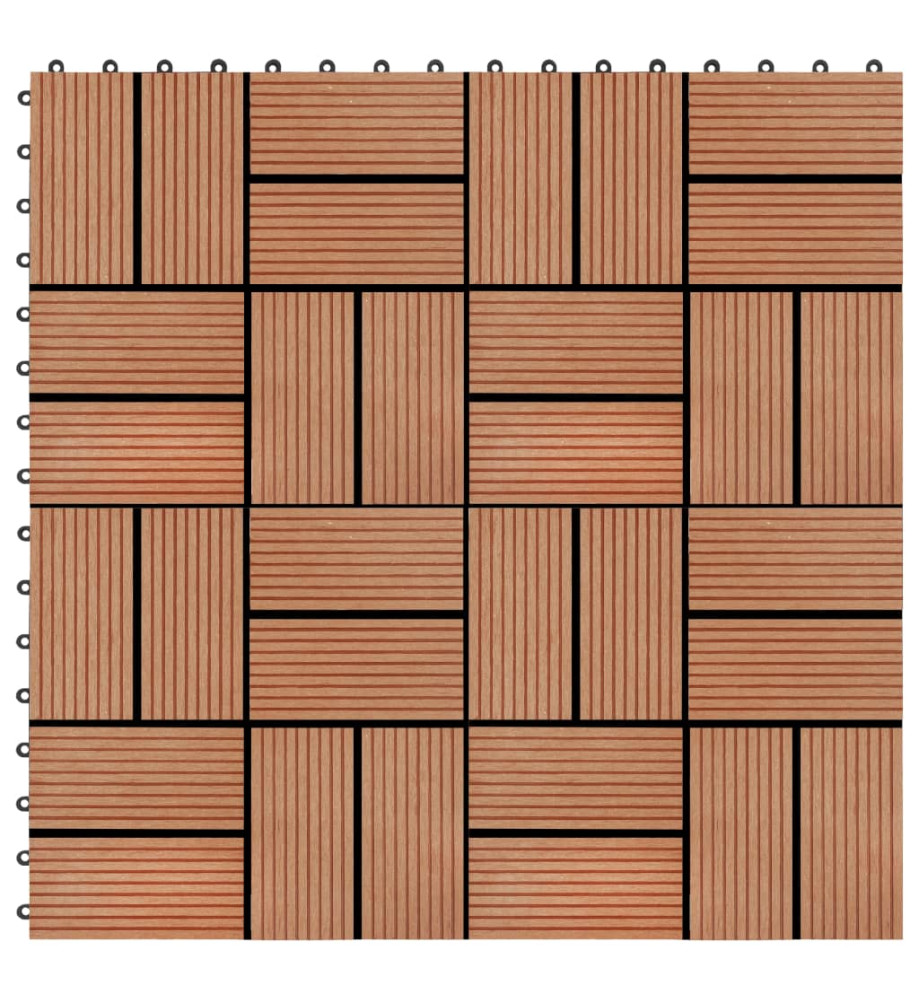 Carreau de terrasse 11 pcs WPC 30 x 30 cm 1 m² Couleur Teck