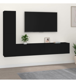 Ensemble de meubles TV 4 pcs Noir Bois d'ingénierie