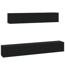 Ensemble de meubles TV 4 pcs Noir Bois d'ingénierie