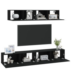 Ensemble de meubles TV 4 pcs Noir Bois d'ingénierie