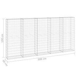 Mur en gabion avec couvercles Acier galvanisé 300x30x150 cm