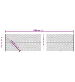 Clôture à mailles losangées avec bride anthracite 1,4x25 m