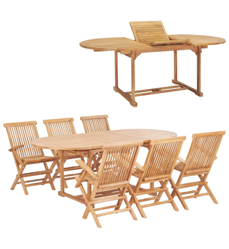 Meuble à dîner d'extérieur 7 pcs 150-200x100x75 cm Teck massif Meuble à dîner d'extérieur 7 pcs 150-200x100x75 cm Teck massif