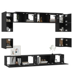 Ensemble de meubles TV 8 pcs Noir Bois d'ingénierie