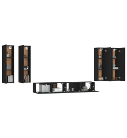 Ensemble de meubles TV 6 pcs Noir Bois d'ingénierie