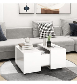 Table basse Blanc brillant 60x60x38 cm Aggloméré