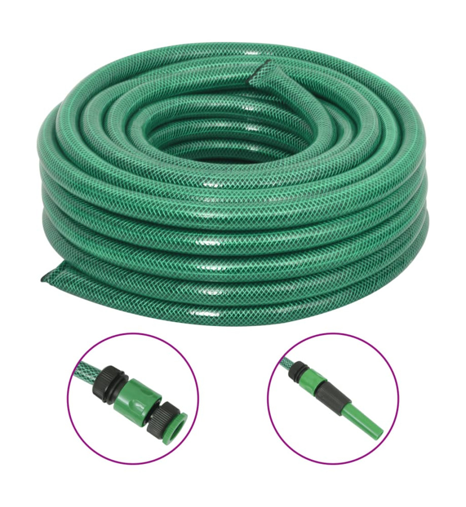 Tuyau d'arrosage avec jeu de raccords vert 0,9" 10 m PVC