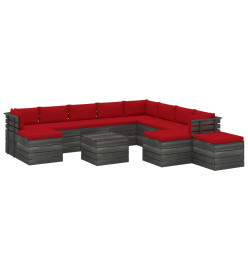 Salon de jardin palette 12 pcs avec coussins Bois de pin massif
