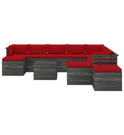 Salon de jardin palette 12 pcs avec coussins Bois de pin massif