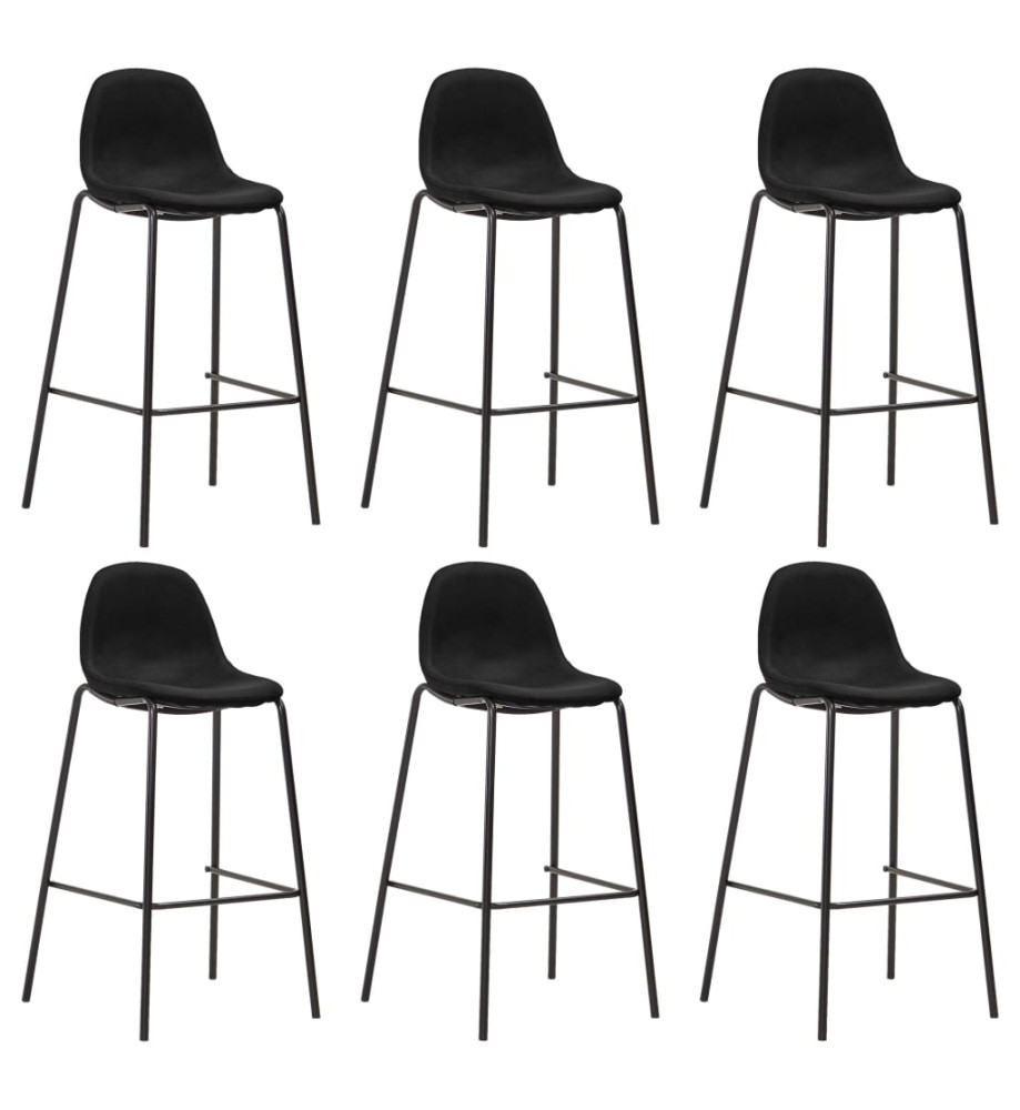 Chaises de bar lot de 6 noir tissu