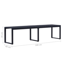 Banc de jardin 180 cm Panneau PS Noir