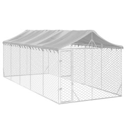 Chenil d'extérieur pour chiens avec toit argenté 3x7,5x2,5 m