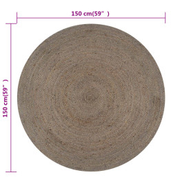 Tapis fait à la main Jute Rond 150 cm Gris