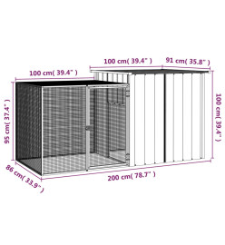 Clapier Gris 200x91x100 cm Acier galvanisé