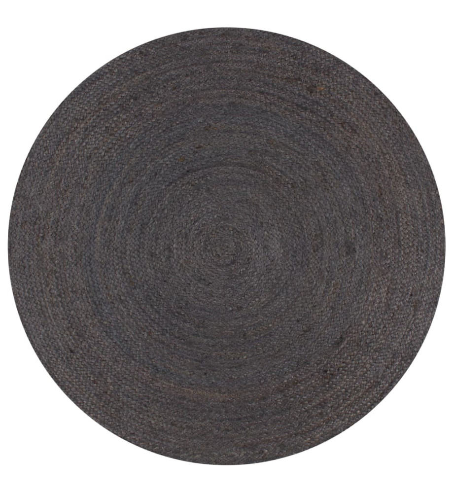 Tapis fait à la main Jute Rond 120 cm Gris foncé