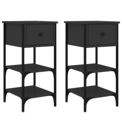 Tables de chevet 2 pcs noir 34x36x70 cm bois d’ingénierie