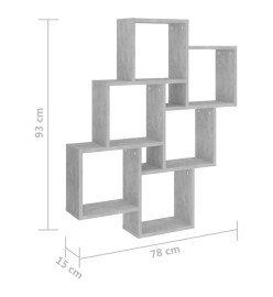 Étagère cube murale Gris béton 78x15x93 cm Aggloméré