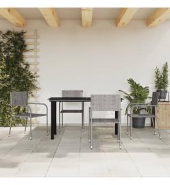 Ensemble à manger de jardin 5pcs gris/noir résine tressée/acier