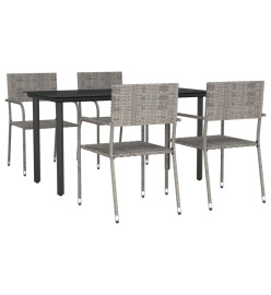Ensemble à manger de jardin 5pcs gris/noir résine tressée/acier