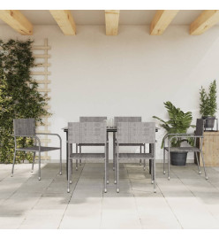 Ensemble à manger de jardin 7pcs gris/noir résine tressée/acier