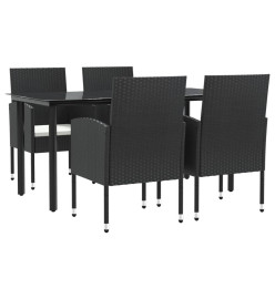 Ensemble à manger de jardin 5 pcs noir résine tressée et acier