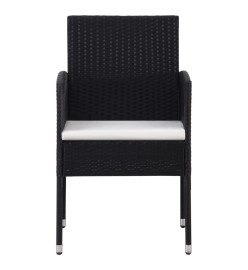 Ensemble à manger de jardin 5 pcs noir résine tressée et acier