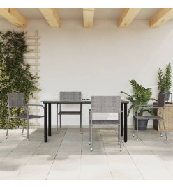 Ensemble à manger de jardin 5pcs gris/noir résine tressée/acier