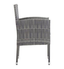 Ensemble à manger de jardin 9pcs gris/noir résine tressée/acier