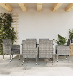 Ensemble à manger de jardin 7pcs gris/noir résine tressée/acier