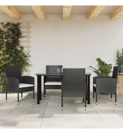 Ensemble à manger de jardin 5 pcs noir résine tressée et acier