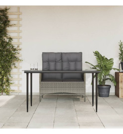 Mobilier à dîner de jardin et coussins 2 pcs gris rotin
