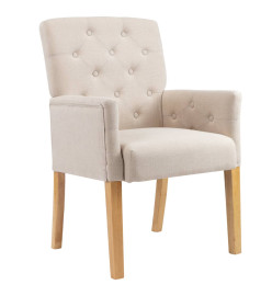 Chaises à manger avec accoudoirs lot de 6 beige tissu