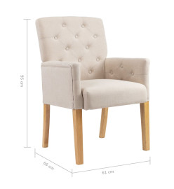 Chaises à manger avec accoudoirs lot de 6 beige tissu