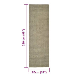 Tapis en sisal pour griffoir taupe 80x250 cm