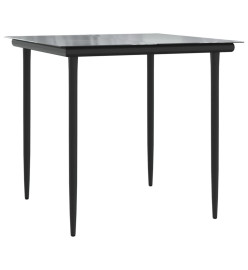 Ensemble à manger de jardin 3 pcs noir résine tressée et acier