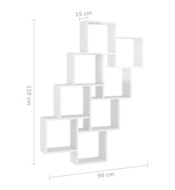 Étagère cube murale Blanc brillant 90x15x119 cm Aggloméré