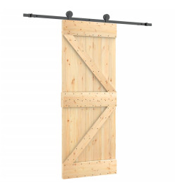 Porte coulissante et kit de quincaillerie 85x210 cm pin massif