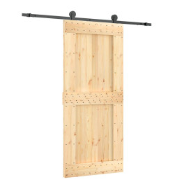 Porte coulissante et kit de quincaillerie 90x210 cm pin massif