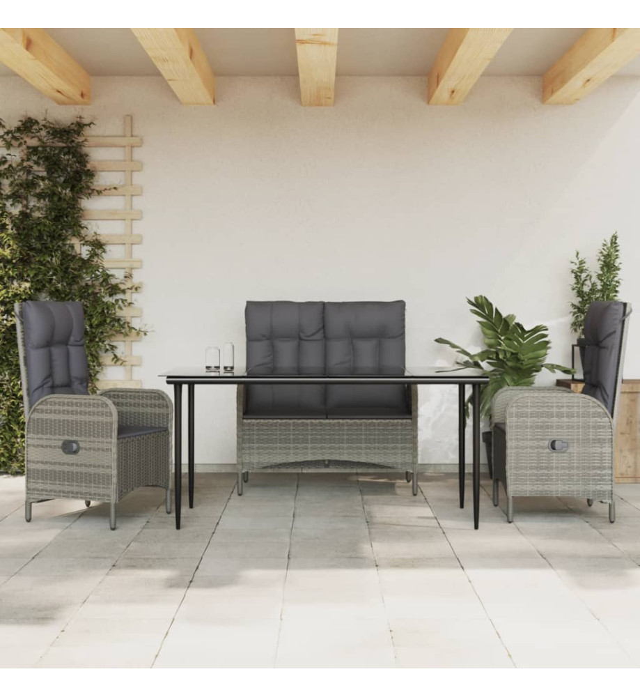 Mobilier à dîner de jardin 4pcs et coussins Gris Résine tressée Mobilier à dîner de jardin 4pcs et coussins Gris Résine tressée