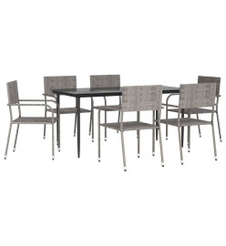 Ensemble à manger de jardin 7pcs gris/noir résine tressée/acier