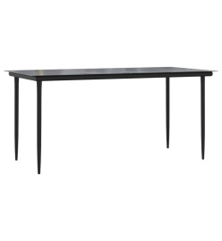 Ensemble à manger de jardin 7pcs gris/noir résine tressée/acier