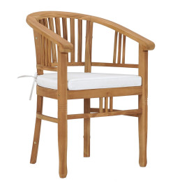Chaises de jardin avec coussins 2 pcs Bois de teck solide