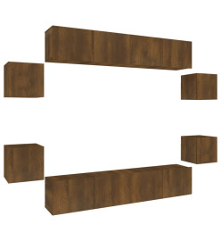 Ensemble de meubles TV 8 pcs Chêne marron Bois d'ingénierie