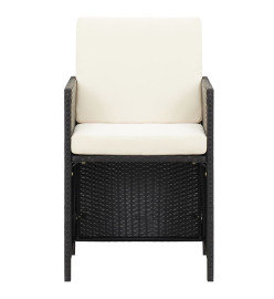 Ensemble à dîner de jardin coussins 21 pcs Noir Résine tressée