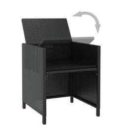 Salon de jardin encastrable 11 pcs Rotin et bois d'acacia Noir