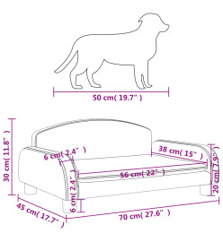 Lit pour chien crème 70x45x30 cm tissu