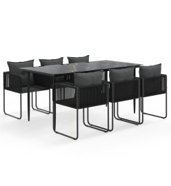 Ensemble de salle à manger de jardin 7 pcs Noir