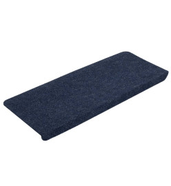 Tapis d'escalier auto-adhésifs 15 pcs 65x24,5x3,5 cm Bleu