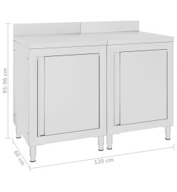 Table de travail commerciale avec armoire 120x60x96 cm Inox