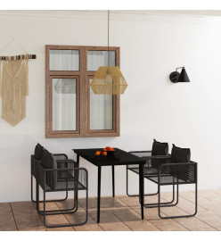 Ensemble de salle à manger de jardin 5 pcs Noir